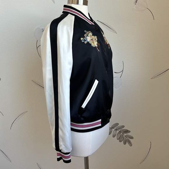 Coach Bow and Flower Printed Reversible Varsity Jacket - Picture 9 of 13